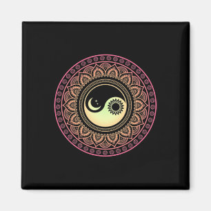 Aimant Lune et Soleil Yin Yang Mandala