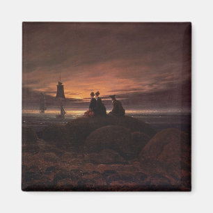 Aimant Lune survolant la mer, 1822 (huile sur toile)