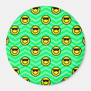 Aimant Lunettes de soleil Happy Face sur Neon Green Chevr