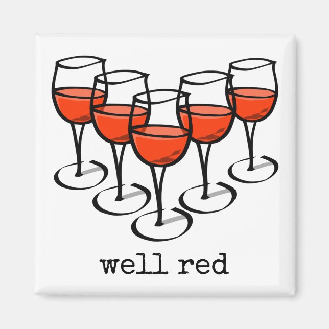 Aimant Lunettes de vin de dessin bien Red Winery Humour (Devant)
