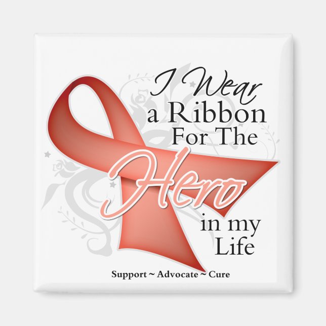 Aimant L'Utérine Cancer Ribbon Hero dans My Life (Devant)