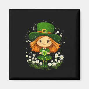 Aimant Lutin Féminin Trèfle Filles Jour de la Saint-Patri