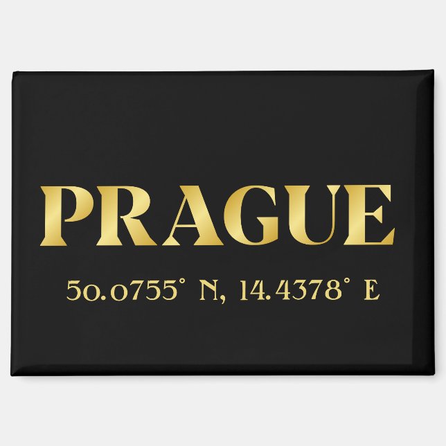 Aimant Lux Gold Prague Latitude & Longitude  (Recto)