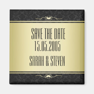 Aimant Luxe Black/Gold Damask Enregistrer la date