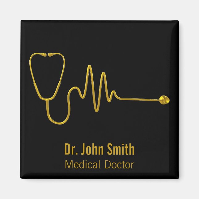 Aimant Luxury Gold ECG Wave EKG Line Stethoscope Medical (Devant)