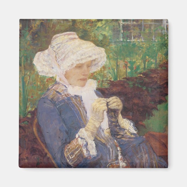 Aimant Lydia Crocheting en Jardin à Marly, Mary Cassatt (Devant)