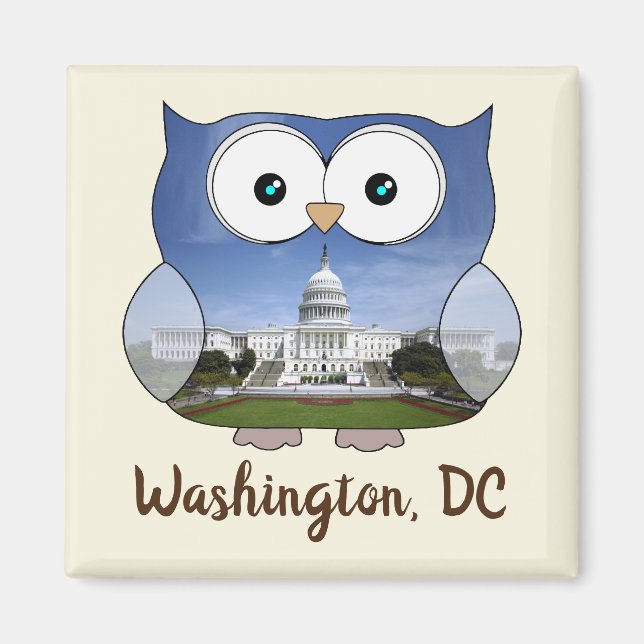Aimant M190132 Chubby Owl | Washington DC i Souvenir (Devant)