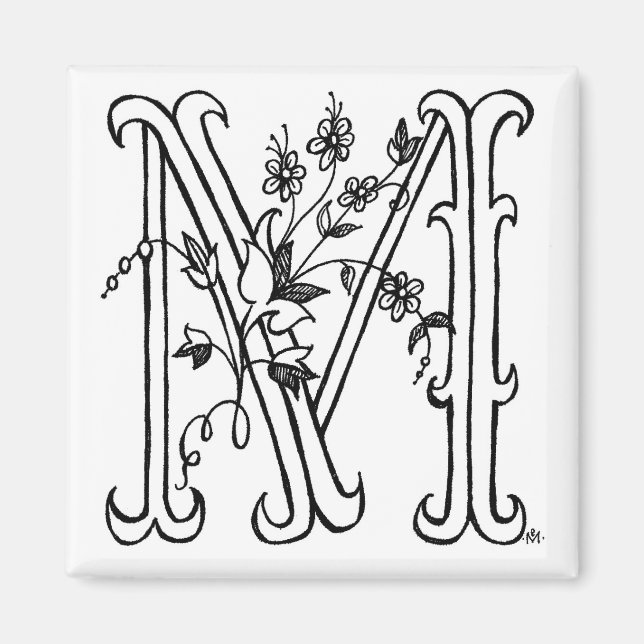 Aimant M floral (Devant)