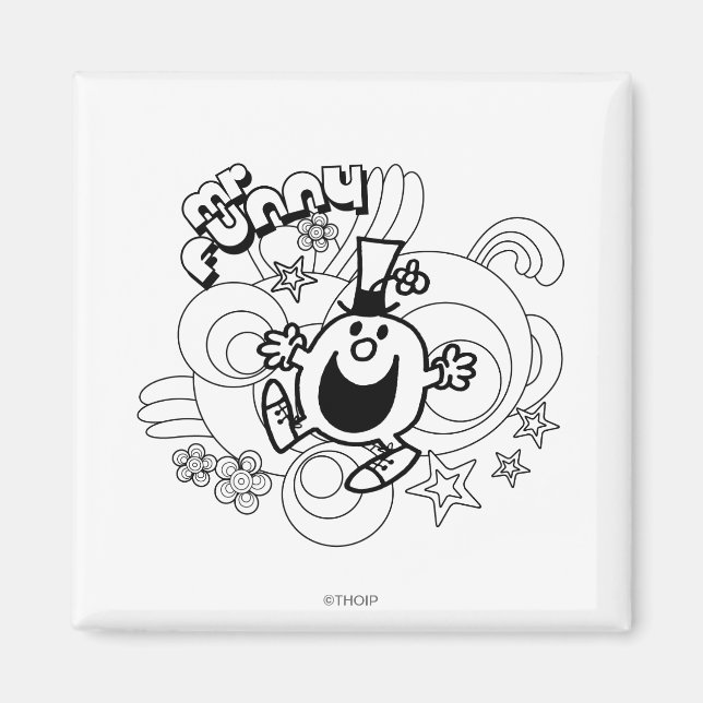 Aimant M. Funny | Black & White Swirls & Stars (Devant)