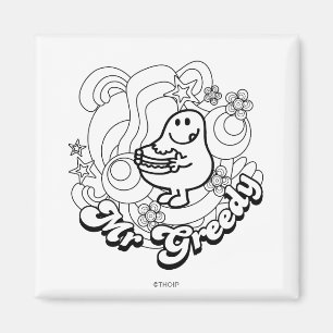 Aimant M. Greedy Black & White Swirls & Stars