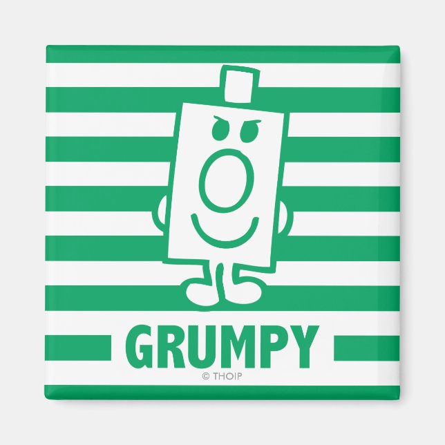 Aimant M. Grumpy | Grin escarpé et rayures vertes (Devant)