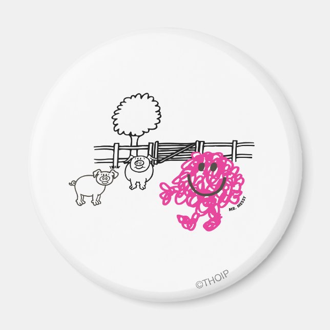 Aimant M. Messy et deux cochons (Devant)