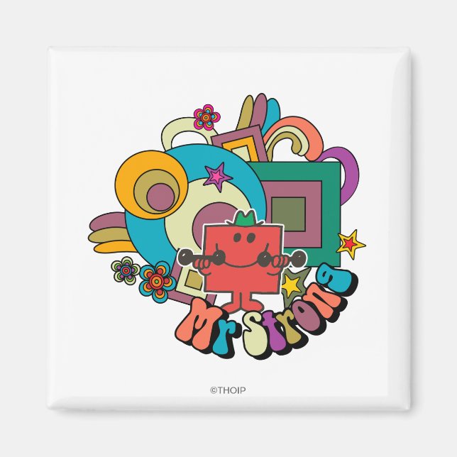 Aimant M. Strong | Flèches, étoiles et fleurs psychédéliq (Devant)