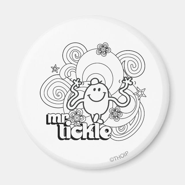 Aimant M. Tickle | Black & White Swirls & Stars (Devant)