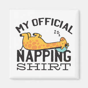 Aimant Ma chemise de sieste officielle - Giraffe endormie