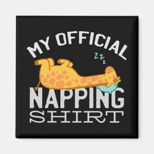 Aimant Ma chemise de sieste officielle - Giraffe endormie