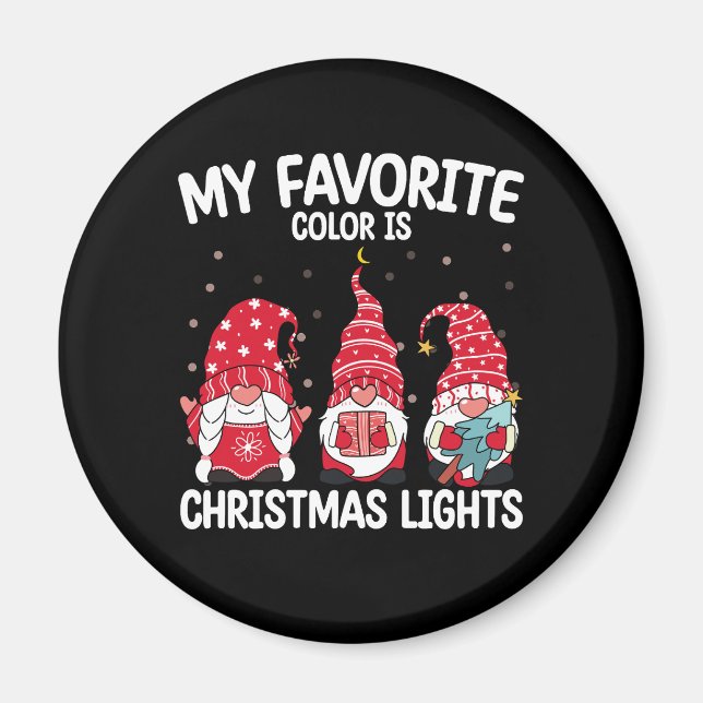 Aimant Ma Couleur Préférée Est Les Lumières De Noël Gnome (Devant)