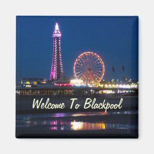 Aimant Ma photo Black Pool Central Pier Lights Cushion