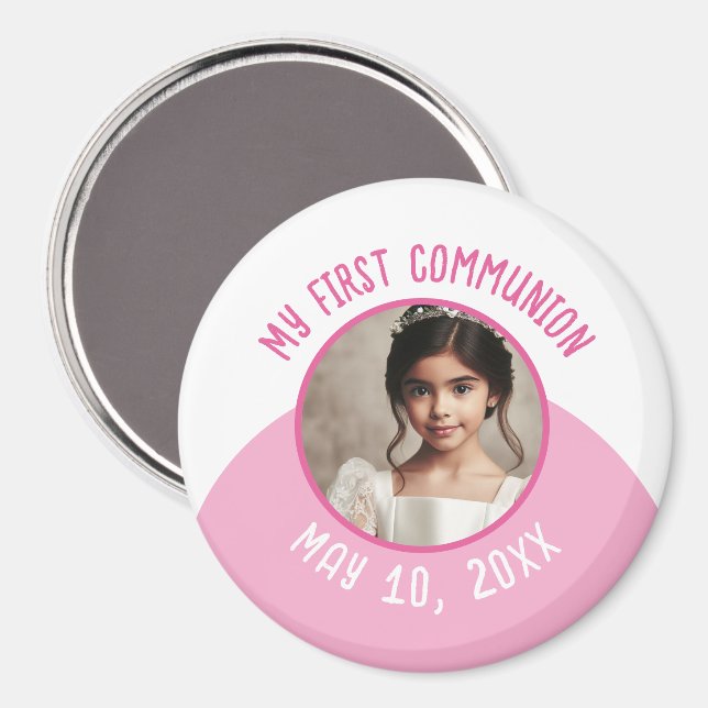 Aimant Ma première communion Photo personnalisée et date (Recto/Verso)