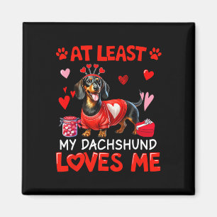Aimant Ma Saint-Valentin de dachshund qui m'aime au moins