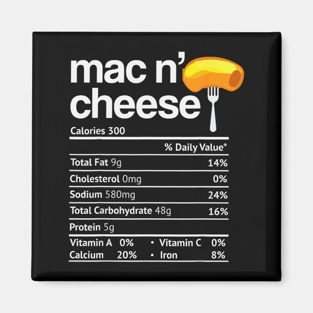 Aimant Mac And Cheese Nutrition Funny Thanksgiving Mac N' (Devant)
