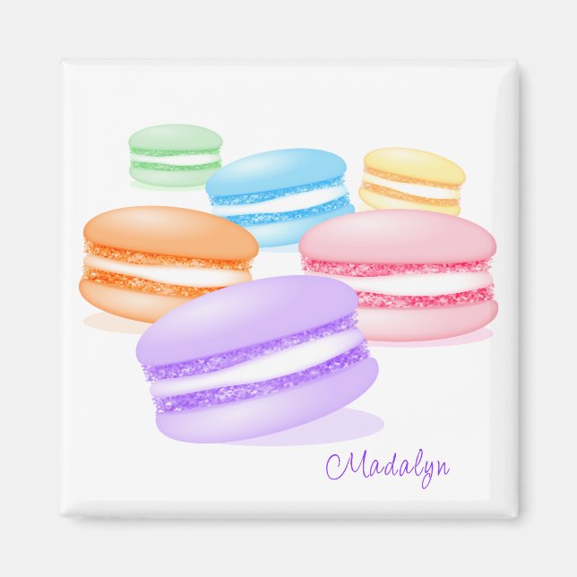 Aimant macarons arc-en-ciel pastel (Devant)