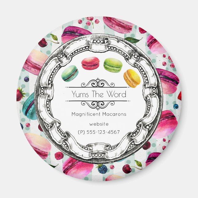 Aimant Macarons Dans Un Cercle | Pâtisserie française en  (Devant)