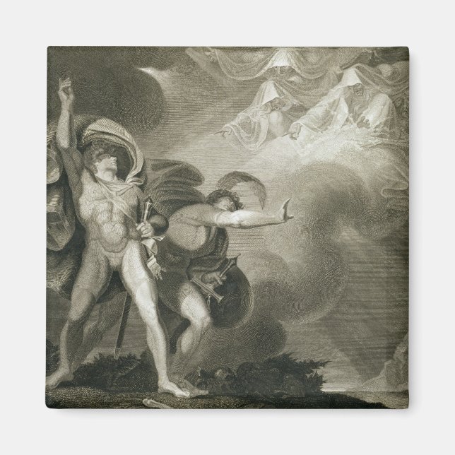 Aimant Macbeth, Banquo et les trois sorcières sur la sant (Devant)