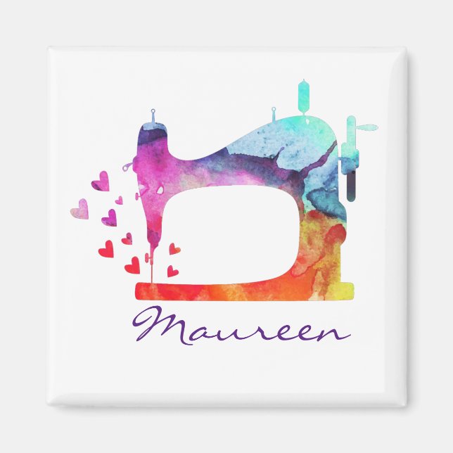 Aimant Machine à coudre d'aquarelle (Devant)