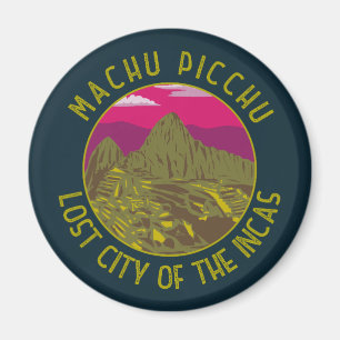 Aimant Machu Picchu Pérou Cercle retro désorganisé