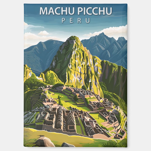Aimant Machu Picchu Pérou Vintage voyage (Recto)