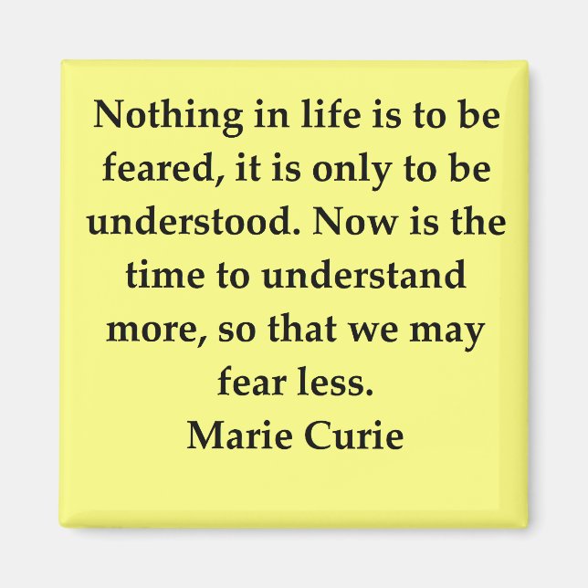 Aimant Madame Curie, je cite (Devant)