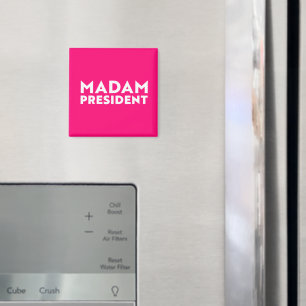 Aimant Madame la Présidente typographie moderne blanc ros