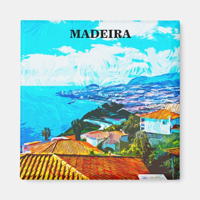Aimant Madeira Portugal Panorama Illustration (Devant)