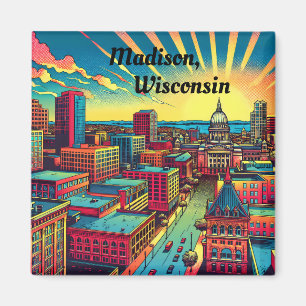 Aimant Madison, Wisconsin Skyline au coucher du soleil