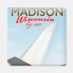 Aimant Madison Wisconsin USA Affiche de vol vintage