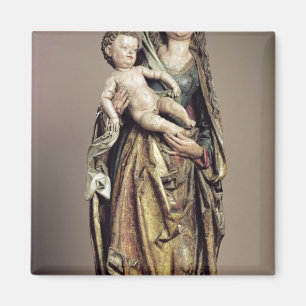 Aimant Madonna et enfant, sculpture en bois
