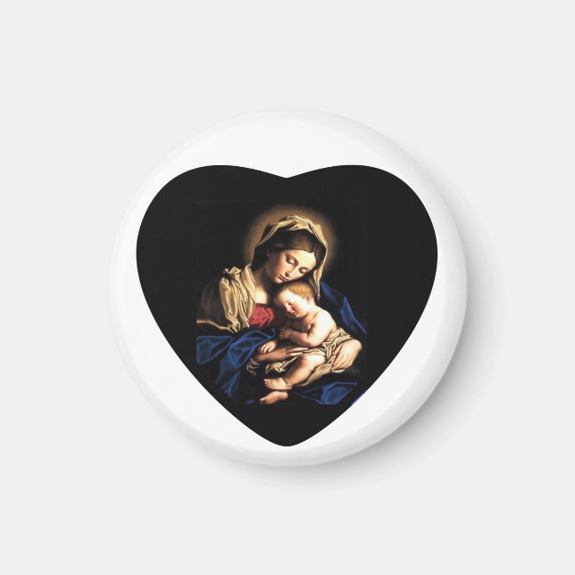 Aimant Madonna et l'enfant, coeur magnétique personnalisé (Devant)