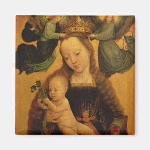 Aimant Madonna et l'enfant ont couronné par deux anges,