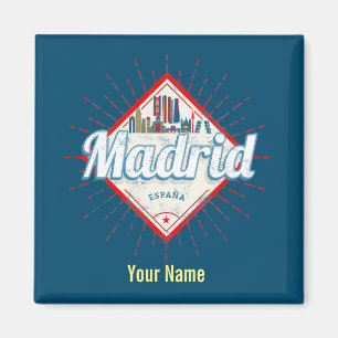 Aimant Madrid Capitale Espagne Rétro Skyline Vintage