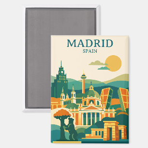 Aimant Madrid Espagne Ciel de la Ville - Minimaliste Rétr