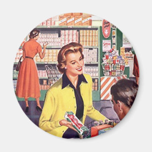 Aimant Magasin d'épicerie Retro heureux shopping cadeaux