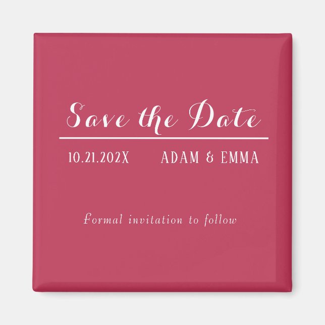 Aimant Magenta & Blanc tendance Enregistrer l'aimant Date (Devant)