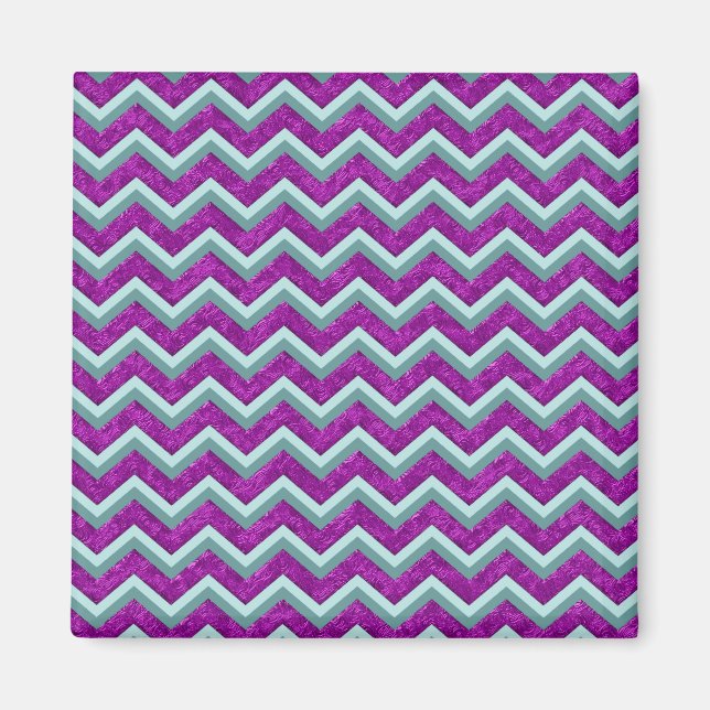 Aimant Magenta Foil et Turquoise ZigZag Motif (Devant)