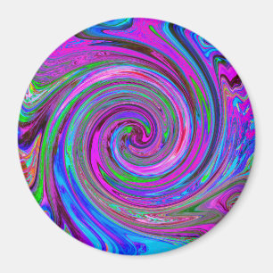 Aimant Magenta Swirl coloré Retro Design abstrait