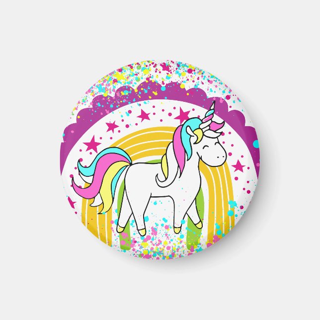 Aimant Magic Pretty Pastel Unicorn Rainbow Stars (Devant)