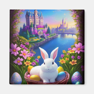 Aimant Magical landscape with rabbit and magical castles 