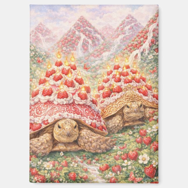 Aimant Magical Strawberry land with birthday cake turtles (Recto)