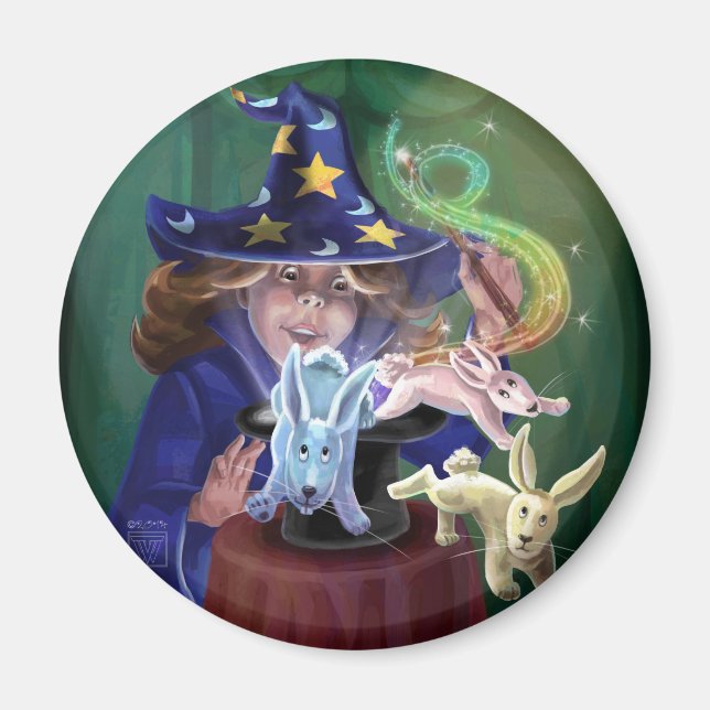 Aimant Magicien tirant des lapins d'un Casquette (Devant)