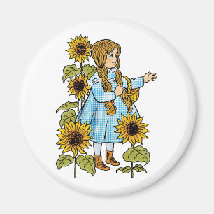 Aimant Magicien vintage de Oz Fairy Tale Dorothy Sunflowe